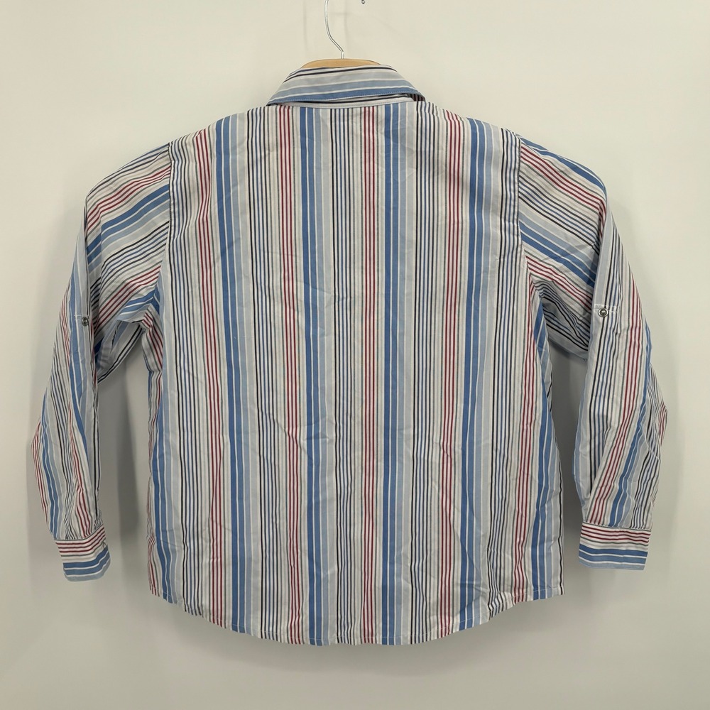 Alfred Dunner Women 12P Nautical Sailboat Striped Roll Tab Sleeve Shirt Blue - Picture 3 of 14
